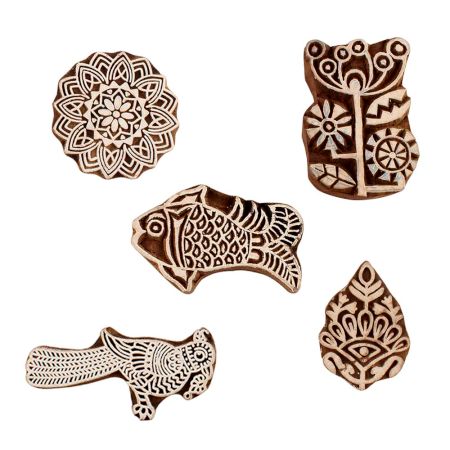 Set of 5 Piece New Mix Wooden Printing Blocks